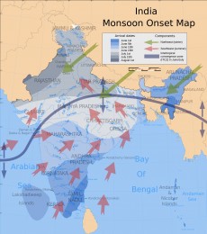 India Wildlife Holidays - monsoon map